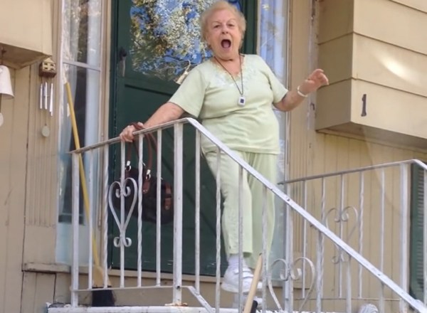 An 88 year old grandmother exits from his home and does something really surprising
