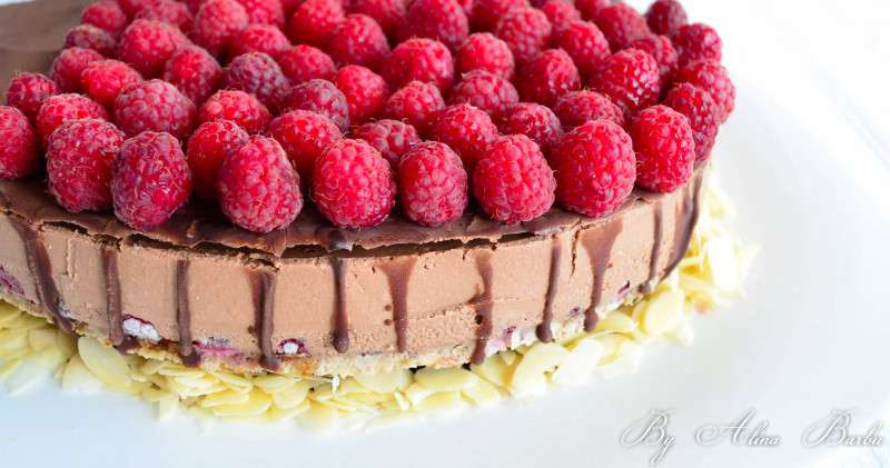 Refreshing chocolate and raspberry cake