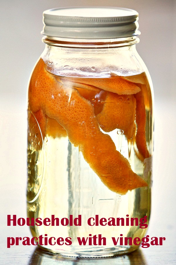 Household cleaning practices with vinegar