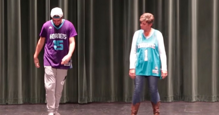 This young man called his mother to a dance, but not even he expected such success