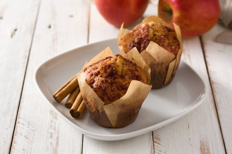 Soft and juicy apple-banana muffins, done in half an hour