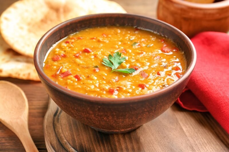 Hearty and warming spicy red lentil soup